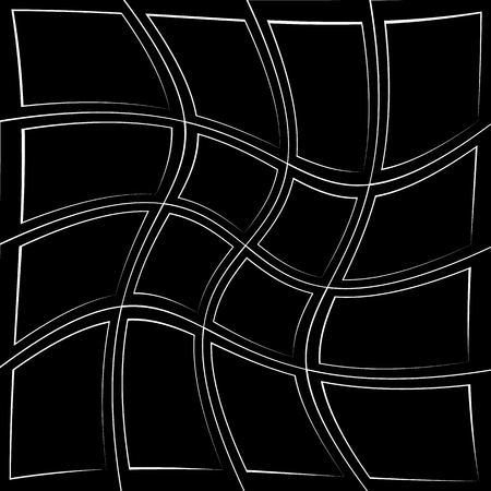 Grid pattern with deformation effect. Abstract monochrome background.のイラスト素材