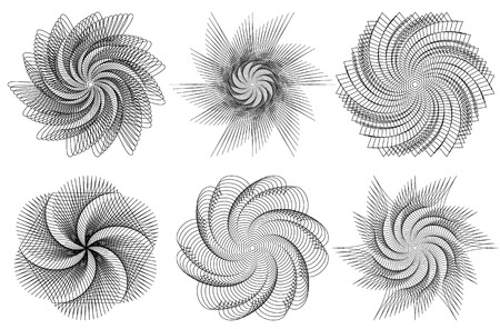 Circular geometric element(s),  rotating radiating shapes on whiteのイラスト素材