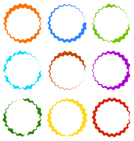 Edgy, zigzag circle frame, circle border. Textured circular shapeのイラスト素材