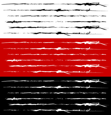 Set of grungy brush strokes. Shapes to for rip, slash, damage, torn effectsのイラスト素材