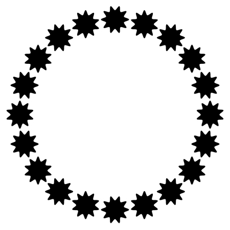 Simple circular element, circle frame. Motif with zig-zag shapes following a circle pathのイラスト素材