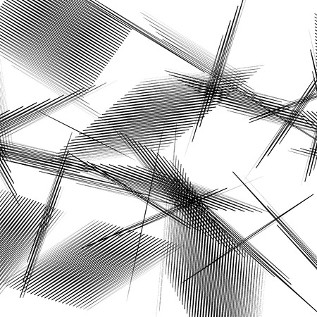 Geometric art with random, chaotic lines. Abstract monochrome illustrationのイラスト素材
