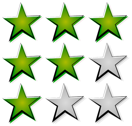 Star rating with 3 stars. Icon set for guality, rating, value concepts.のイラスト素材