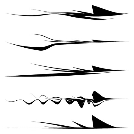 Dynamic horizontal lines, stripes with different contoursのイラスト素材