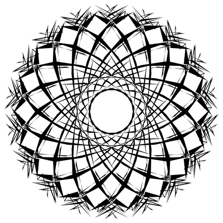 Edgy monochrome circular element. Black and white angular motif, shapeのイラスト素材