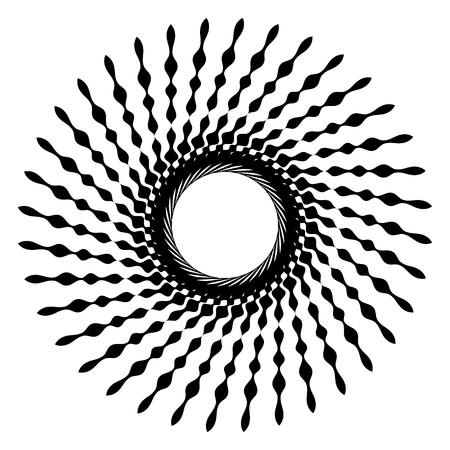 Abstract geometric spiral, ripple element with circular, concentric lines. Abstract monochrome elementのイラスト素材