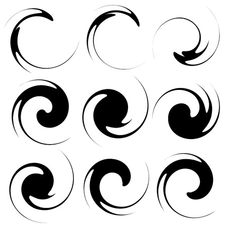 Rotating spiral element. Abstract swirl, vortex shapeのイラスト素材