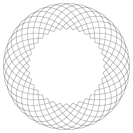 Geometric circular pattern. Abstract motif with radiating intersecting linesのイラスト素材