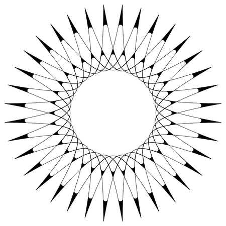 Geometric circular pattern. Abstract motif with radiating intersecting linesのイラスト素材