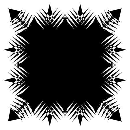 Square element with zig-zag, criss-cross distortion on white. Abstract geometric square shape, square elementのイラスト素材