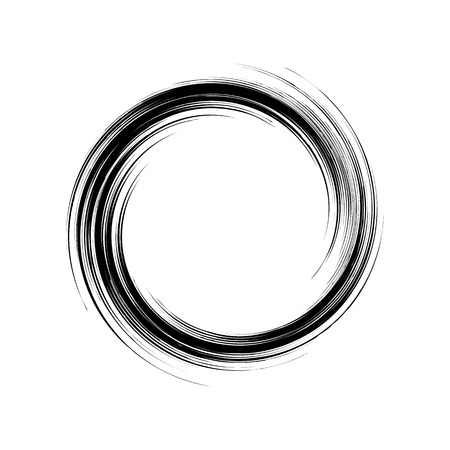 Circular geometric motif. Abstract grayscale op-art elementのイラスト素材