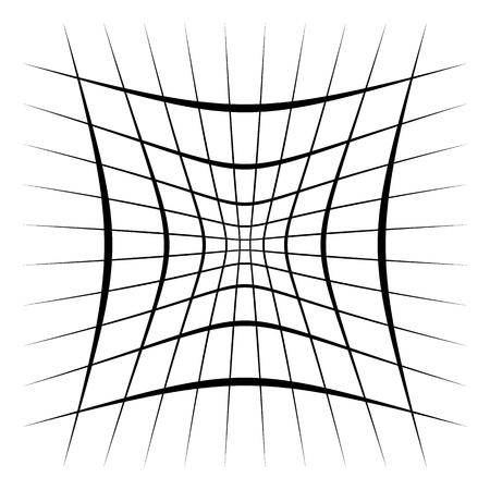 Grid, mesh, lattice with distortion, warp effect. Abstract element illustration.のイラスト素材