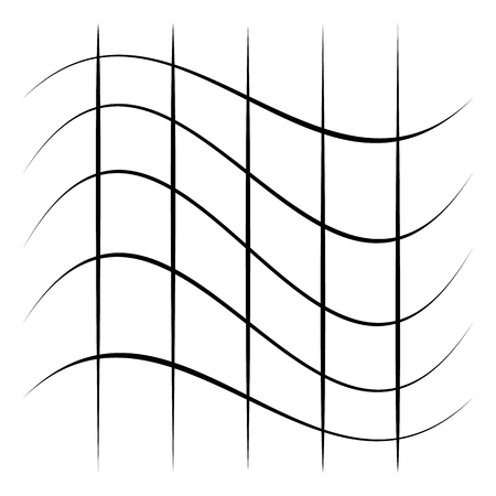 Grid, mesh, lattice with distortion, warp effect. Abstract element Vector illustration.のイラスト素材