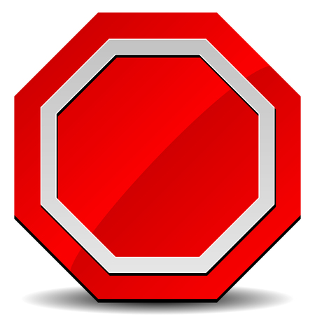 Red road sign, stop sign clip-art on whiteのイラスト素材