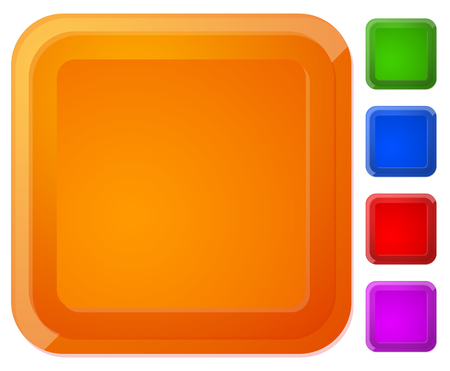 Rounded square button, banner in 5 color with highlight effectのイラスト素材