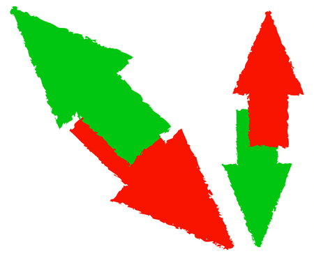 Grungy red, green up and down arrow. Diagonal versionのイラスト素材