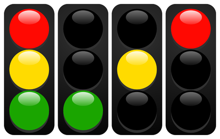 Traffic lights, lamps. Traffic light icons with gloss