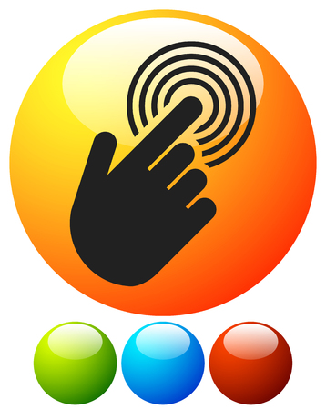 Tapping touchscreen on interface, mobile phone, iconのイラスト素材