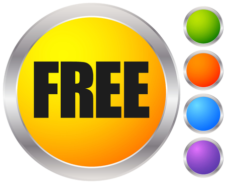 Icon with FREE label. Bonus, gratis iconのイラスト素材