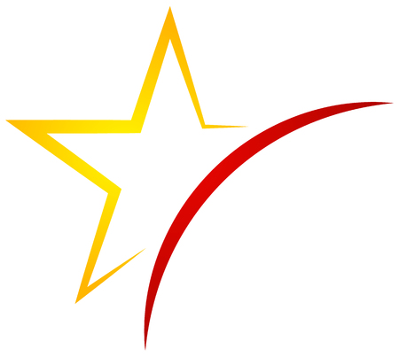 Heart with ribbon. Yellow (golden) star with ribbon. Contour elementのイラスト素材