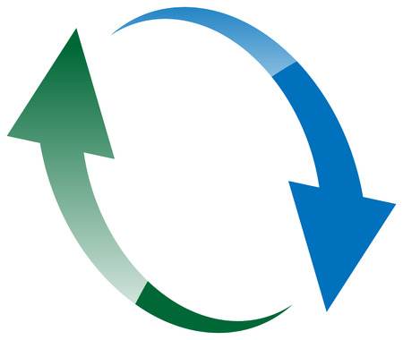 Circular arrow in blue and green. Loop, rotation iconのイラスト素材