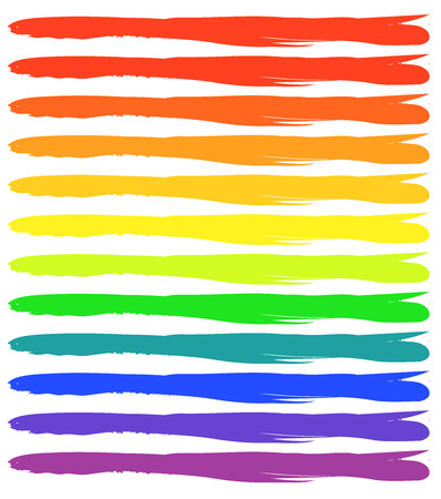 Grungy RGB, rainbow colored brushstrokes. Paint effect brushesのイラスト素材