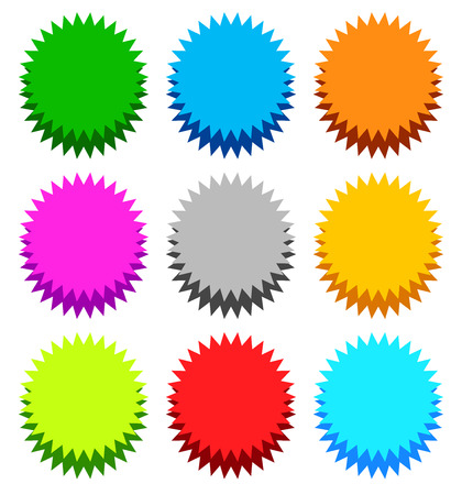 Badge / starburst / sunburst with shadow in 9 colorのイラスト素材