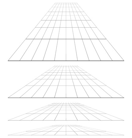 3d grid, mesh in perspective. Abstract geometric element with grid vanishing into horizon. Cyberspace conceptのイラスト素材