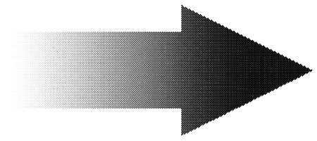 Halftone arrow with fading gradient. Half-tone arrow shapeのイラスト素材