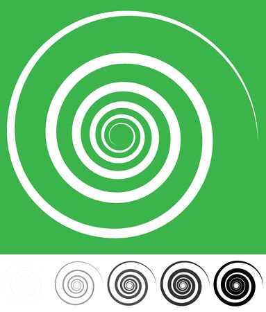 Abstract spiral, twist. Radial swirl, twirl curvy, wavy lines element. Circular, concentric loop pattern. Revolve, whirl design. Whirlwind, whirlpool illustrationのイラスト素材