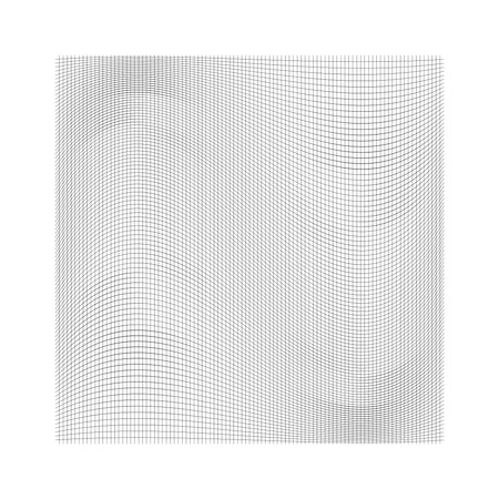 Wavy, waving grid, mesh of thin lines. Squeeze, stretch distort effect. Camber, crook deformation illustration. Distort array of intersect lines. Undulate, billowy warp effectのイラスト素材