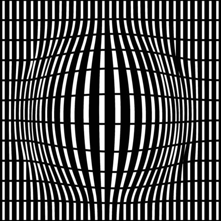 3D circular burst. Convex globe, sphere, orb distort. Inflate design pattern. Radiation, bulge, bloat effect. Radial, radiating warp. Bulb, relief protuberant graphics. Abstract dilate, curve textureのイラスト素材