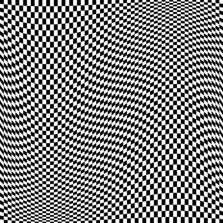 Oscillation, ripple, squeeze warp. Curve, camber element. Wavy, waving distortion on checkered,...