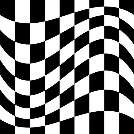 Oscillation, ripple, squeeze warp. Curve, camber element. Wavy, waving distortion on checkered,...