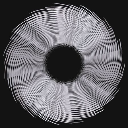 Abstract spiral, twist. Radial swirl, twirl curvy, wavy lines element. Circular, concentric loop pattern. Revolve, whirl design. Whirlwind, whirlpool illustrationのイラスト素材