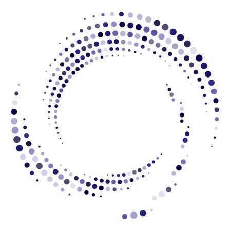 Dotted, dots, speckles abstract concentric circle. Spiral, swirl, twirl element.Circular and radial lines volute, helix.Segmented circle with rotation.Radiating arc lines.Cochlear, vortex illustrationのイラスト素材