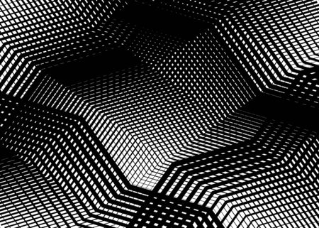 Texture, pattern with wavy, waving grid, mesh of lines. Billowy, zig-zag (criss-cross), undulating stripes, streaks. Abstract geometric backgroundのイラスト素材