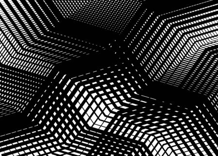 Texture, pattern with wavy, waving grid, mesh of lines. Billowy, zig-zag (criss-cross), undulating stripes, streaks. Abstract geometric backgroundのイラスト素材