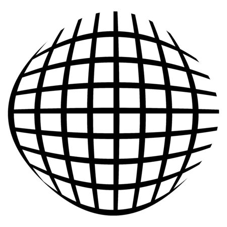 Spherical, globe distort effect. Curved bulge, protrude warp. Convex globular extrusion. Circular bump deformation designのイラスト素材