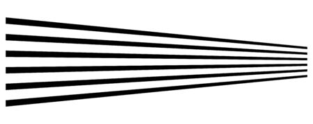Lines, stripes in perspective. 3d strips vanishing, diminishing to horizon. Angle burst radial lines. Straight, parallel, horizontal streaksのイラスト素材