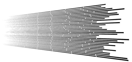 Random 3d dashed lines in perspective. segmented stripes geometric pattern. vanish, diminish streaks. irregular fading stripsのイラスト素材