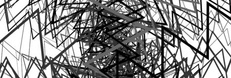 Random wavy, zig-zag lines abstract art texture, background. Sinuous, tangled intersecting, overlapping shapes chaotic composition. Chaos pattern with scattered elementsのイラスト素材