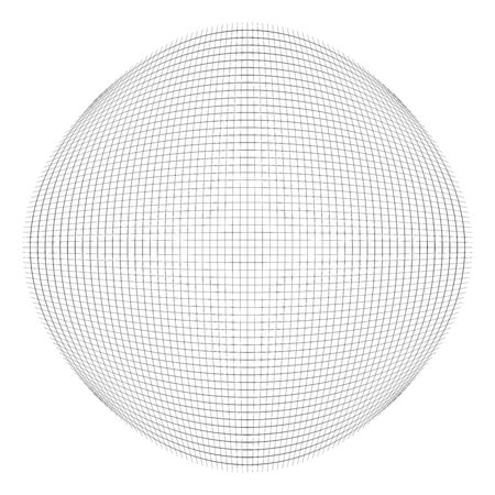 Spherical, globular mesh, grid. Convex, bulbous, circular pattern. Lines forming a circle. Protrude, inflate distortion, deformationのイラスト素材