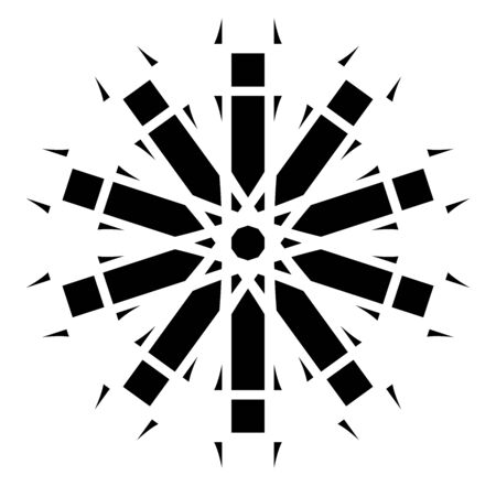 Circular and radial abstract mandalas, motifs, decoration design elements. Black and white generative geometric and abstract art shapesのイラスト素材