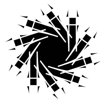 Circular and radial abstract mandalas, motifs, decoration design elements. Black and white generative geometric and abstract art shapesのイラスト素材