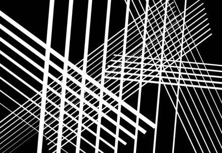 Abstract geometric art with random, chaotic lines. Straight crossing, intersecting lines texture, stripes patternのイラスト素材