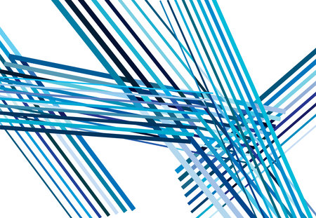 Colorful Blue Abstract geometric art with random, chaotic lines. Straight crossing, intersecting...
