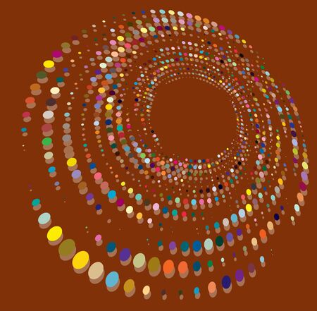 Single mottled, multi-color and colorful spiral, swirl, twirl element. Twisted cyclic, circular and radial, radiating whorl, volute shape over colored backdrop, backgroundのイラスト素材