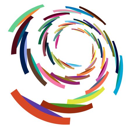 Single mottled, multi-color and colorful spiral, swirl, twirl element. Twisted cyclic, circular and radial, radiating whorl, volute shapeのイラスト素材