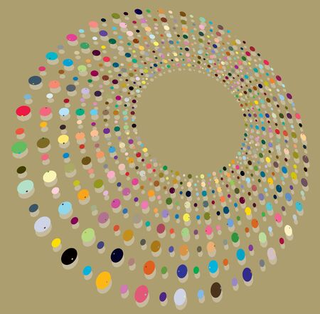 Single mottled, multi-color and colorful spiral, swirl, twirl element. Twisted cyclic, circular and radial, radiating whorl, volute shape over colored backdrop, backgroundのイラスト素材